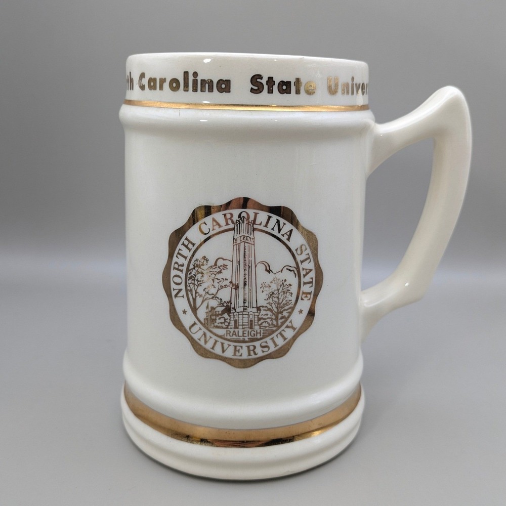 Vintage Ben Silver NC State University Beer Stein Gold Seal‎ Ceramic Mug 6"